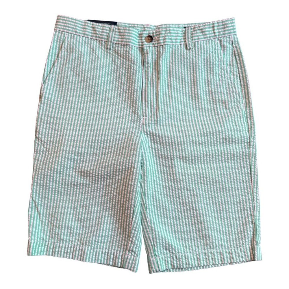 Boys Vineyard Vines Seersucker Breaker Shorts Antigua Green Stripes Size 14B NWT